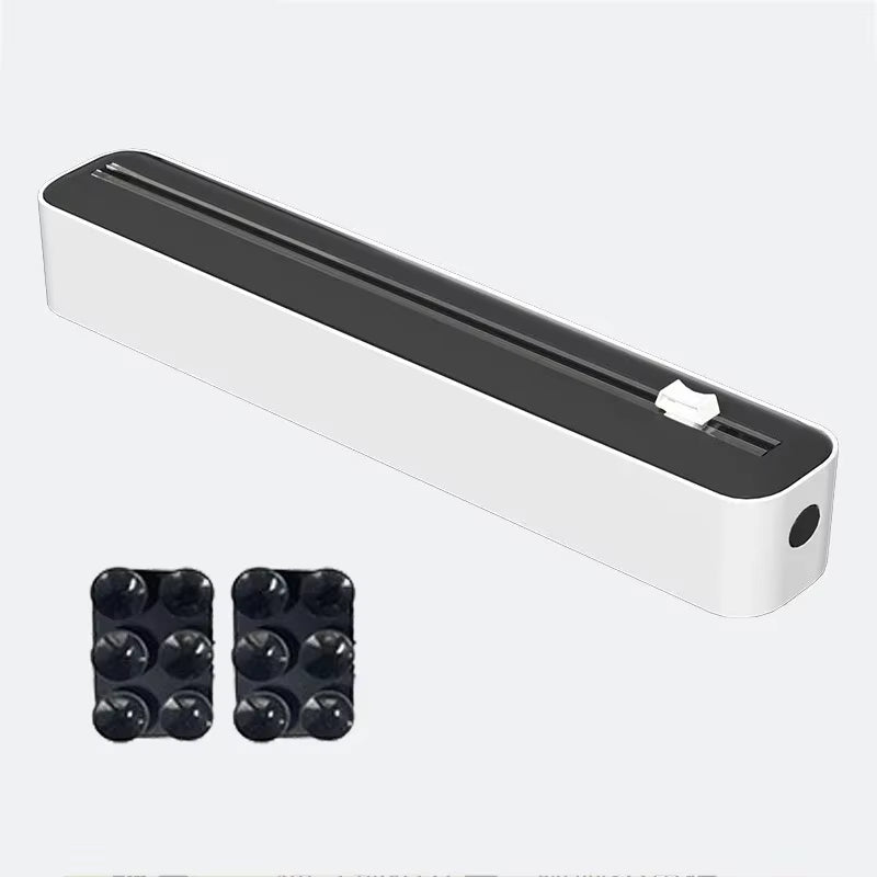 2 in 1 Food Film Dispenser Wrap Dispenser with Cutter Storage Box Aluminum Foil Stretch Film Cutter Wall Shelf Kitchen Organizer