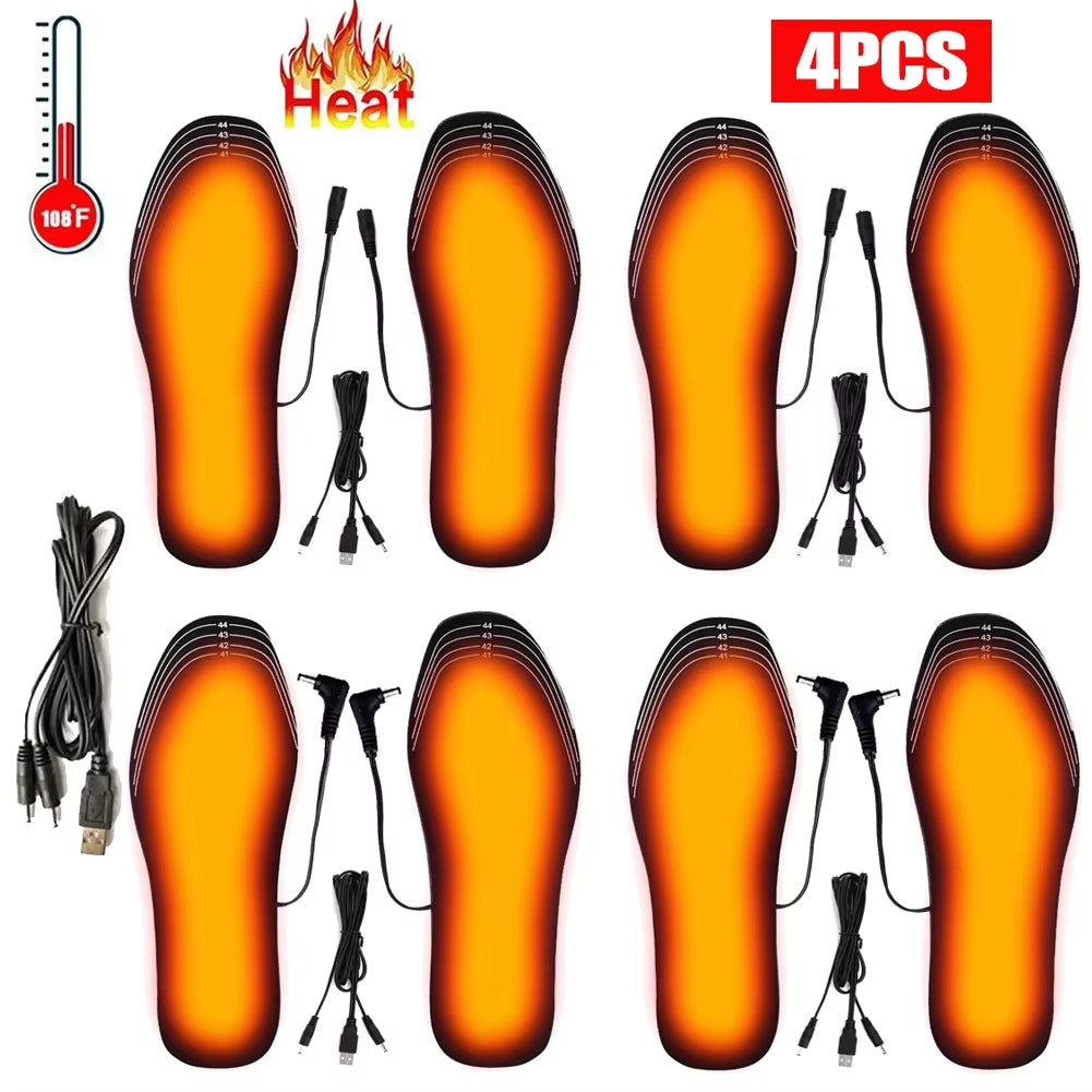 USB Heated Shoe Insoles Electric Foot Warm Pad Feet Warmer Sock Pad Mat Washable Winter Outdoor Sports Heating Insole Warm