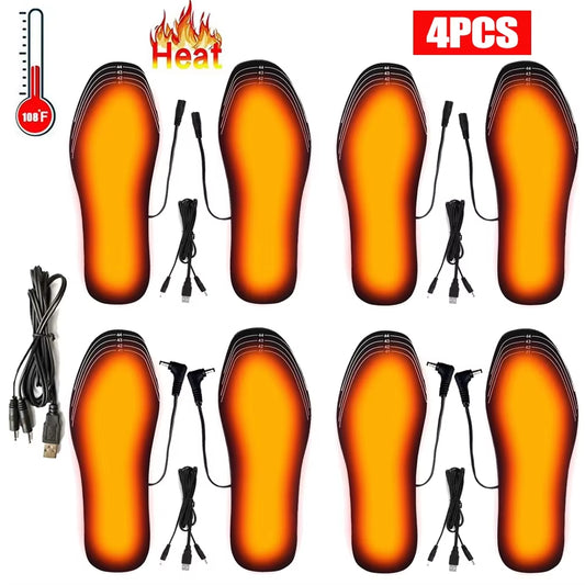 USB Heated Shoe Insoles Electric Foot Warm Pad Feet Warmer Sock Pad Mat Washable Winter Outdoor Sports Heating Insole Warm