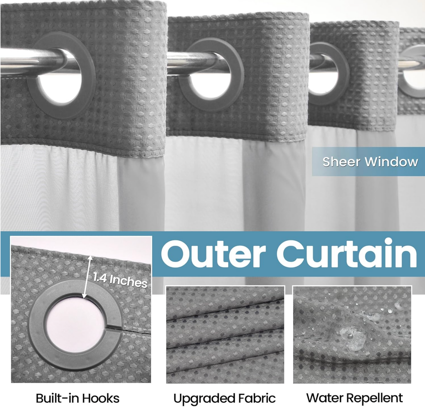 Clip Free™️ All in One Shower Curtain