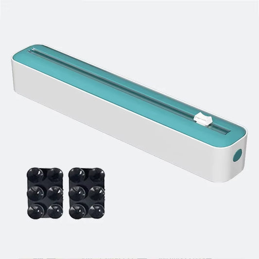 2 in 1 Food Film Dispenser Wrap Dispenser with Cutter Storage Box Aluminum Foil Stretch Film Cutter Wall Shelf Kitchen Organizer